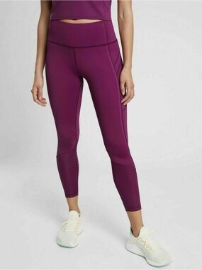 Athleta Vitality Rib 7/8 Tight High Rise Leggings S Velvet Plum Zip Pocket